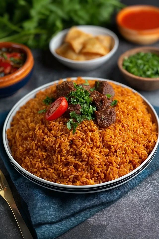JOLLOF W/GOAT PIECES